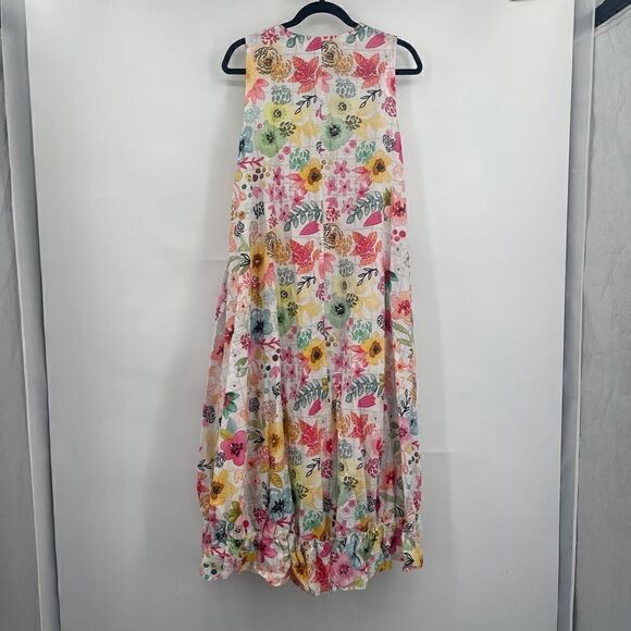 Khaadi Women's Multi-Color Floral Print Sleeveless Ruffles Hem Dress Size 10 - Picture 8 of 9